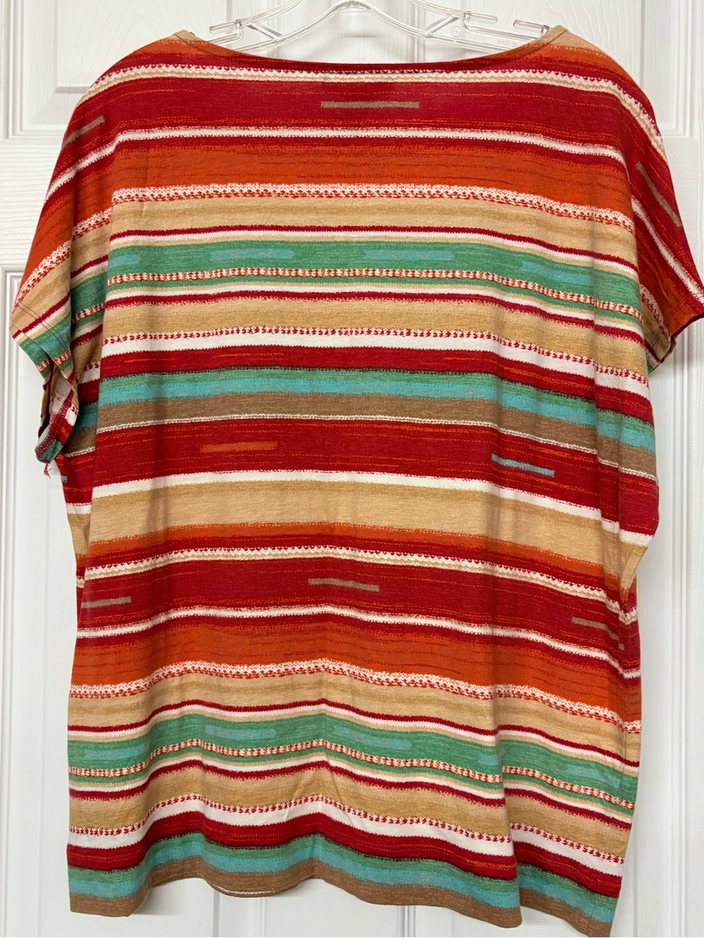 Lauren Ralph Lauren Colorful Multi Color Striped Short Sleeve Top Sz 2X - Picture 4 of 4